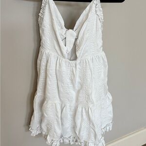 White Ruffled Dress with Elastic Straps